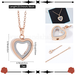 1 pezzo di collana con ciondolo a forma di cuore in acciaio inossidabile per urna portacenere&nbsp;NJEW-CN0001-17RG