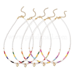 Valentinstags-Halskette mit Herzanhänger aus Edelstahl 304 und Glasperlen für Damen&nbsp;NJEW-MZ00146