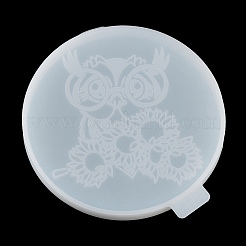 Flache runde Silikonformen mit Eule und Blume zum Selbermachen für Tassenuntersetzer&nbsp;SIL-F007-06C