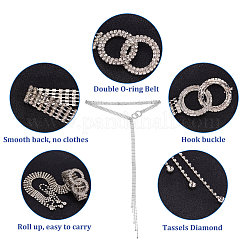 Chaîne de taille de tennis en strass cristal avec double anneaux&nbsp;AJEW-WH0248-54