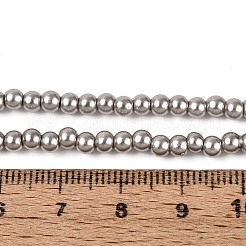 ベーキングペイント、ガラスパールビーズの連  パールカラーの  ラウンド  ライトグレー  3~4mm  穴：0.5mm  約195個/連  23.6インチ&nbsp;HY-Q003-3mm-81-A