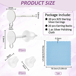 20 шт. фурнитура для сережек-гвоздиков из стерлингового серебра STER-BC0002-24A