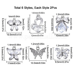 12 шт. 6 стильных латунных подвески с инкрустацией из прозрачного кубического циркония&nbsp;ZIRC-SC0001-12