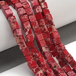 ナチュラルインペリアルジャスパービーズ連売り  染め  キューブ  暗赤色  6x6x6mm  穴：1.2mm  約54~56個/連  15.1~15.3インチ（38.5~39cm）&nbsp;G-I248-02-04