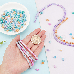 6 нить 6 цвета непрозрачные стеклянные бусины с эффектом кракле&nbsp;FGLA-PH0001-04