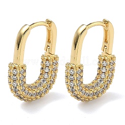 Orecchini a cerchio in ottone con zirconi cubici chiari micro pavè&nbsp;EJEW-C182-07B-G