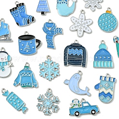 20 шт. 20 стиля подвески из сплава и эмали на зимнюю тематику ENAM-FS0001-97