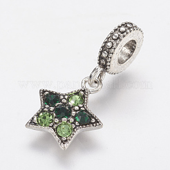 Tibetischen Stil Legierung Strass europäischen baumeln Charms&nbsp;X-PALLOY-F202-20