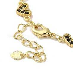 Braccialetti da donna con catena a maglie a forma di cuore in ottone placcato con micro pavè di zirconi cubici&nbsp;BJEW-P323-09G-01