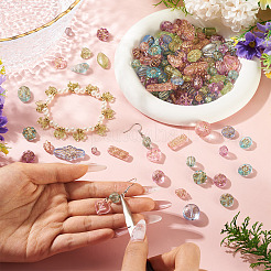 透明アクリルビーズ100g  混合図形  グリッターパウダーと金色の金属をあしらった  芝生の緑  10mm&nbsp;OACR-BT0001-07D