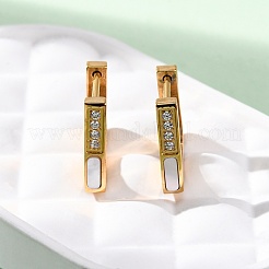 Серьги-кольца трапециевидной формы с прозрачным кубическим цирконием из нержавеющей стали 304&nbsp;EJEW-D331-17G