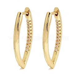 Pendientes de aro de latón con micropavé de circonitas cúbicas transparentes y ojo de caballo&nbsp;EJEW-G446-04A-G
