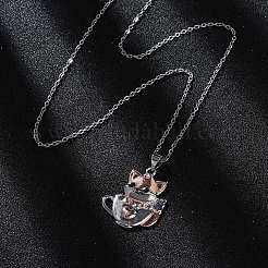 Латунный милый кубок лисица кулон кабель цепь ожерелья для женщин&nbsp;NJEW-C067-03P