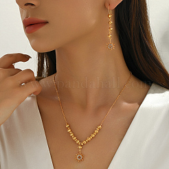 Комплекты серег и ожерелий из винтажной латуни с микропаве из прозрачных кубических цирконий для женщин&nbsp;PM5881