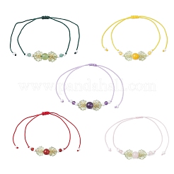 Bracelets tressés en perles de pierres précieuses mélangées naturelles pour femmes&nbsp;BJEW-MZ00208