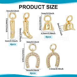 12шт 3 стиля латунные подвески&nbsp;KK-BC0014-55