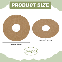 紙製ワイングラスチャーム  ブランクのゴブレットマーカー  フラットラウンド  淡い茶色  50x0.5mm&nbsp;DIY-WH0060-46B-02