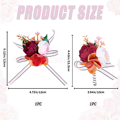 2 Stück 2 Stil Seidenstoff & Kunststoff Kunstblume Handgelenk Corsage & Corsage Boutonniere&nbsp;AJEW-CP0007-26A