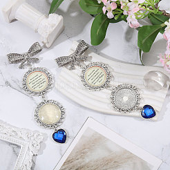 2Sets tibetischen Stil Legierung & Glas flache runde Foto Bouquet hängende Ornamente&nbsp;HJEW-CA0001-70