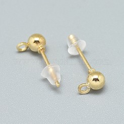鉄スタッドピアスパーツ  プラスチック製のピアスキャッチとループ付き  ライトゴールド  14.5x6mm  穴：1.2mm  ピン：0.5mm&nbsp;IFIN-F157-06LG