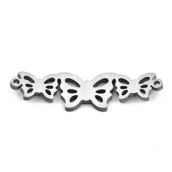 変色しない304ステンレススチールリンクコネクター  レーザー切断  蝶  ステンレス鋼色  8x30x1.5mm  穴：1mm&nbsp;STAS-T059-14P