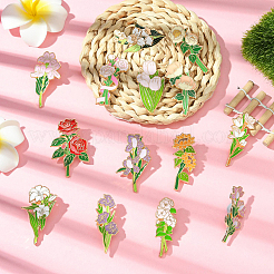 14 шт. 14 шт. эмалевых булавок с цветочным узором&nbsp;JEWB-CJ0001-75