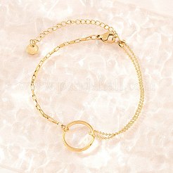 Bracelets à billes et à maillons carrés en acier inoxydable 304&nbsp;BJEW-D460-02G