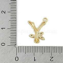 Breloques de connecteur de lettres en laiton cristal strass&nbsp;KK-S395-06G-Y