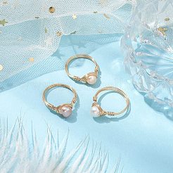 Кольца на палец самородки из натурального культивированного пресноводного жемчуга RJEW-JR00697-02