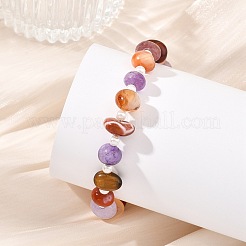 Pulseras redondas de cuentas de perlas y pepitas de piedras preciosas mixtas naturales para mujer.&nbsp;BJEW-JB13956