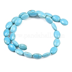 Окрашенные синтетическое бирюзовый овальный шарик прядь&nbsp;G-P083-89G