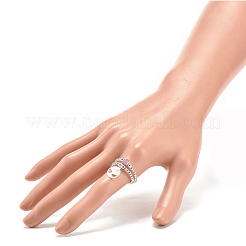 2 шт. 2 стильных кольца с бусинами из натурального лавандового аметиста и синтетического гематита с латунными подвесками в виде дерева жизни RJEW-JR00474-04