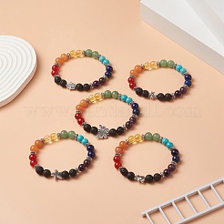 Braccialetto elasticizzato con perline rotonde in pietre preziose miste naturali e sintetiche&nbsp;BJEW-JB09261