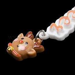 クリスマステーマ不透明樹脂カボション  プラチナトーンの鉄ループ付き  鹿  キャメル  75x38x7mm&nbsp;CRES-D011-01F
