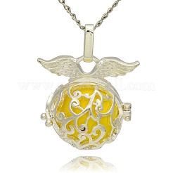 Серебряные позолоченные латунные полые круглые подвески в клетке&nbsp;LS-KK-J230-07S