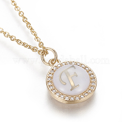 Colliers pendentif initiale en laiton&nbsp;NJEW-I230-24G-F