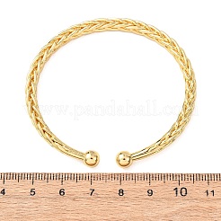 Плетеные латунные браслеты-манжеты&nbsp;BJEW-C140-31G