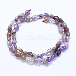 Natürliche violette Phantomquarz-Perlenstränge aus violettem Lodolith&nbsp;X-G-E483-69
