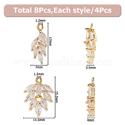 8шт 2 стиля латунные подвески с микропаве и кубическим цирконием&nbsp;KK-HS0015-64