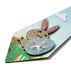 Corbata de fieltro con purpurina y huevo de conejo con tema de Pascua&nbsp;AJEW-C030-01C