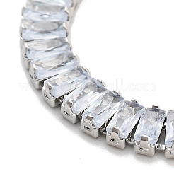 Браслеты из латуни с прозрачными циркониевыми прямоугольными звеньями BJEW-B094-11B-P