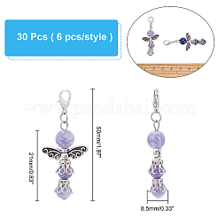 30 шт. 5 стиля подвески из натурального круглого драгоценного камня HJEW-AR0001-03