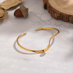 Minimalistische offene Manschettenarmbänder aus 304 Edelstahl in Wellenform für Damen&nbsp;LS-XJ3196