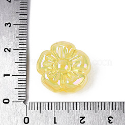 UVメッキ不透明アクリルビーズ  花  虹色の  シャンパンイエロー  19x19.5x9.5mm  穴：2.8mm&nbsp;OACR-N161-08D