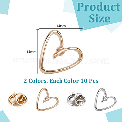 20 шт. 2-цветные антибликовые броши-булавки для лацканов из сплава JEWB-AR0001-24A