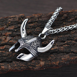 Мужские ожерелья с подвеской из цинкового сплава в шлеме викинга и цепочкой из пшеницы FS-WG10700-01