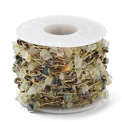 Цепочки из натуральной смешанной каменной крошки и дисковых бисера CHC-C001-01G