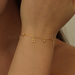 Серебряный браслет-цепочка со звездой для женщин в минималистичном стиле из золота CL9353