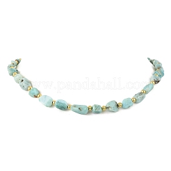 Colliers de perles en larimar naturel et laiton pour femmes&nbsp;NJEW-JN06619