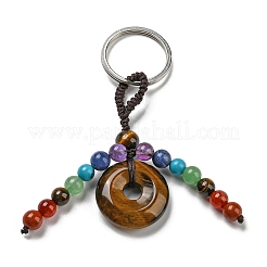 7 porte-clés pompon en pierres précieuses naturelles chakra&nbsp;G-C066-06B